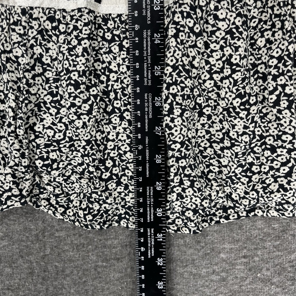 Vintage Cathy Daniels Peasant Skirt Size M Black White Floral Tiered Midi Boho - Picture 7 of 14